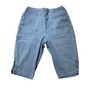 Croft & Barrow Womens Petite M Light Blue Elastic Band Bermuda Shorts